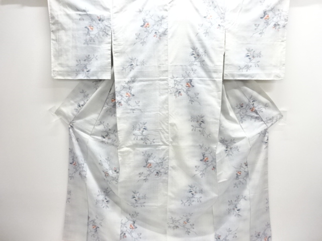 JAPANESE KIMONO / TSUMUGI KIMONO / BIRD PATTERN WOVEN THE BRANCHES / L